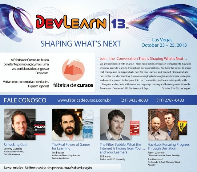 A Fábrica de Cursos, na busca constante por inovação, mais uma vez participará do Congresso DevLearn em Las Vegas.