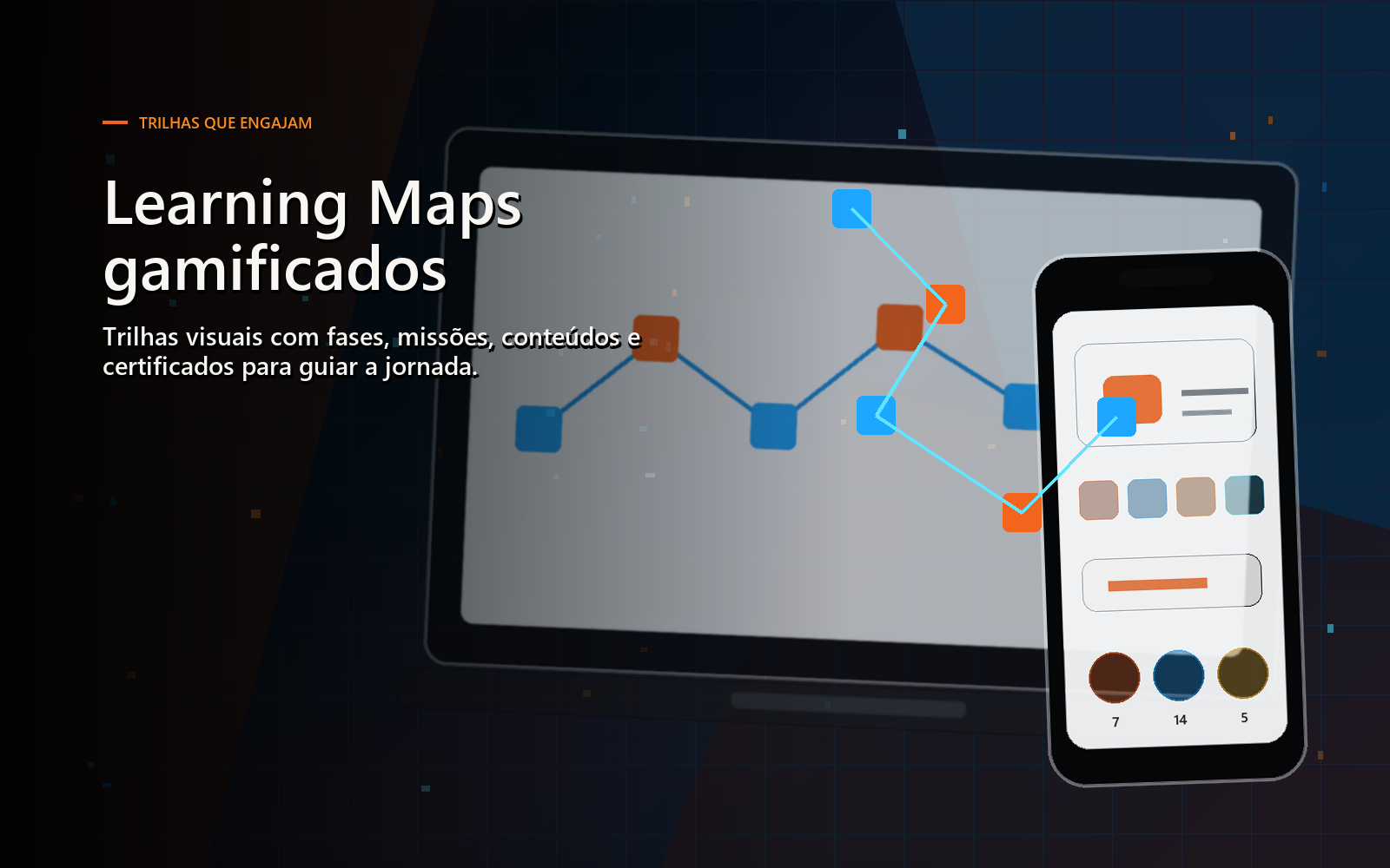 Learning Maps do playNwhere com trilhas gamificadas, missões, games, quizzes e certificados