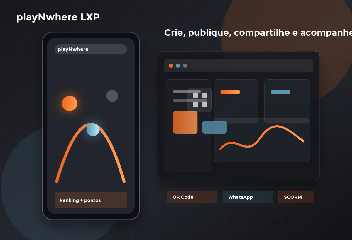 LXP gamificada playNwhere com game corporativo em dispositivo mobile