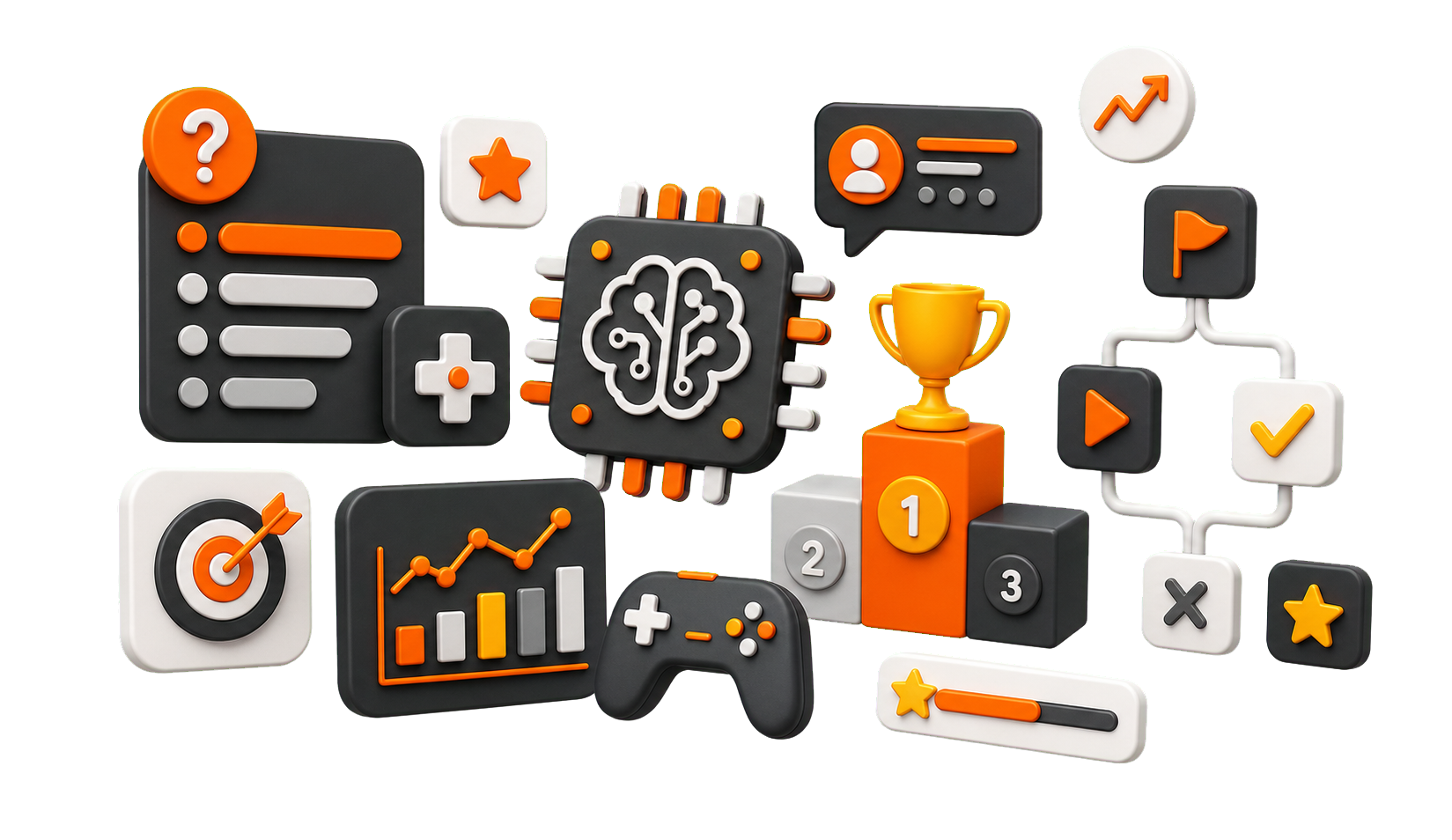 IA, gamificação, quizzes, rankings, fluxos e analytics para aprendizagem corporativa