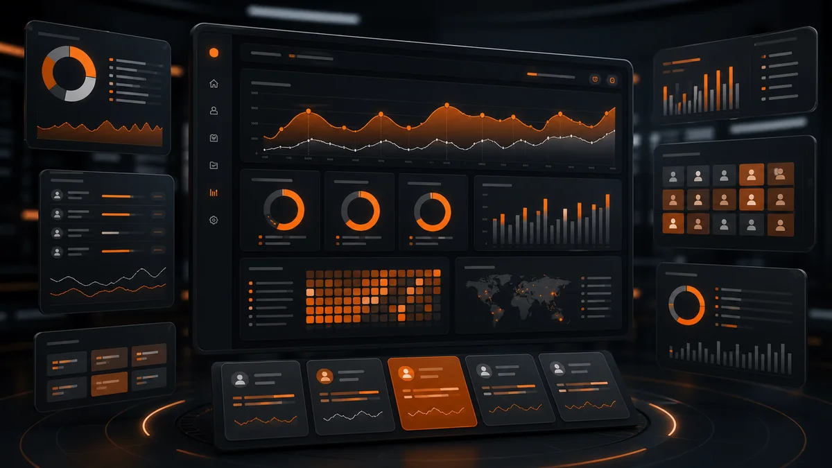 Dashboard educacional para Moodle e LMS com gráficos, indicadores de engajamento e dados de aprendizagem