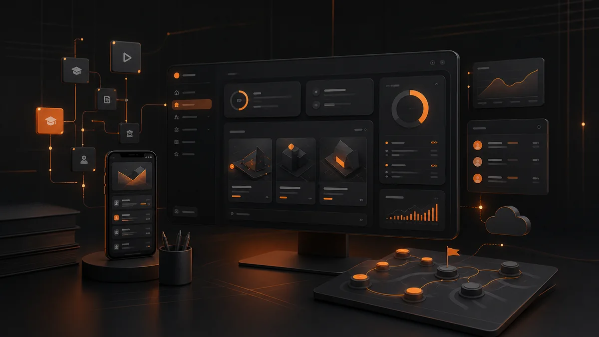 Interface premium de Moodle e projetos EdTech sob medida com dashboards, trilhas digitais e learning maps