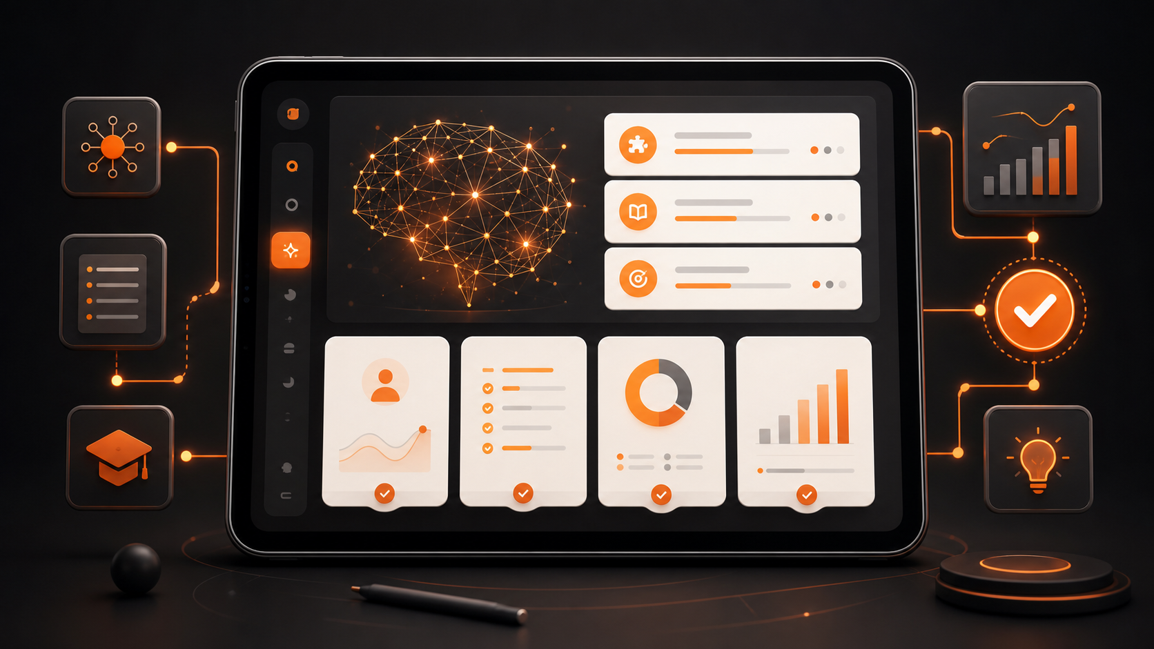 Interface de IA pedagógica do NEUROplay com sugestões, sínteses e validação humana